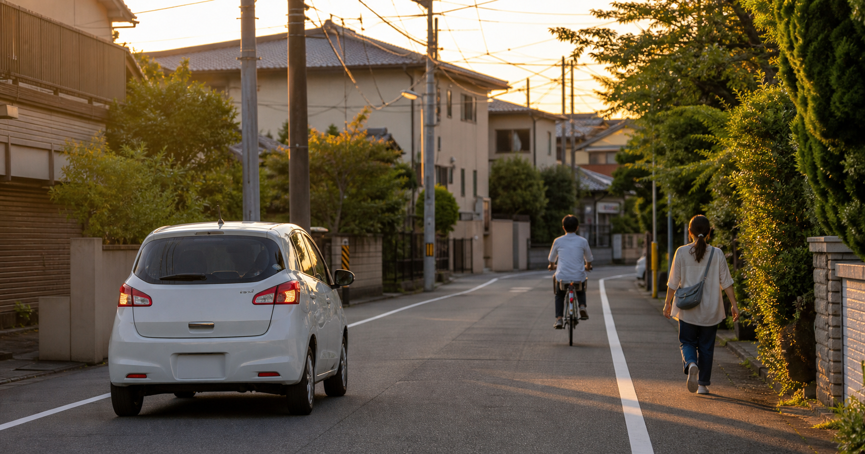 生活道路で歩行者と自転車に配慮する車
